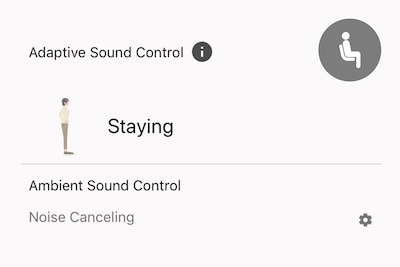 UI screen for Adaptive Sound Control when staying in one place