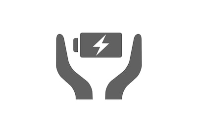 Icon of the Battery Care feature, which features two hands beside a charging battery.