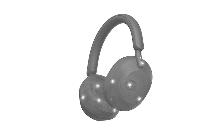 Close up of earcups showing multiple sensor locations