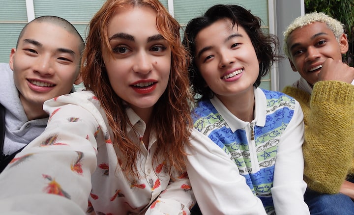 Selfie of four models shot by vlog camera ZV-1 II